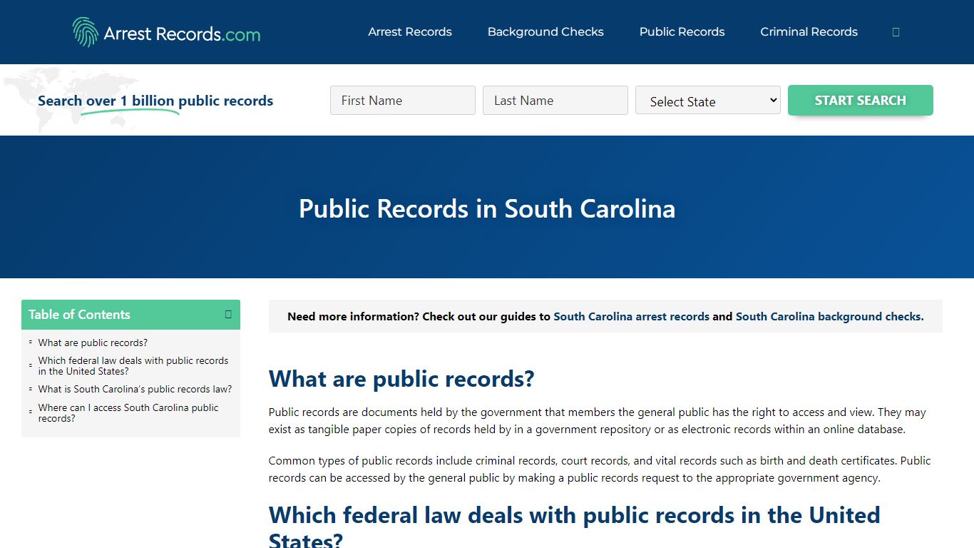 South Carolina Public Records - Arrest Records.com