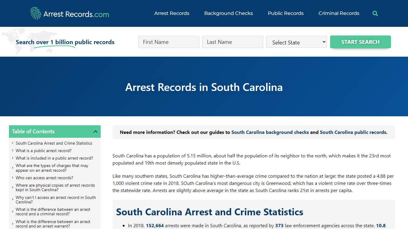 Arrest Records in South Carolina